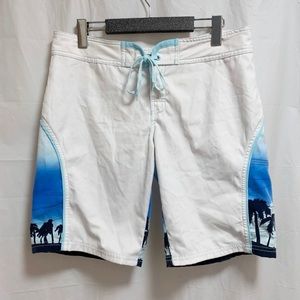 Billabong White & Blue Board Shorts Swim Trunks Men Size 7